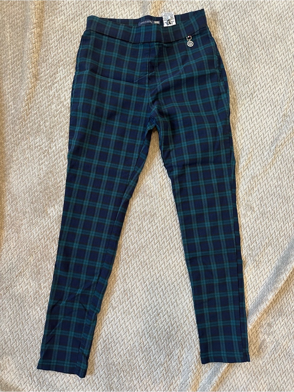 Tommy Hilfiger Size 8 Blackwatch Plaid Skinny Pants Navy Green